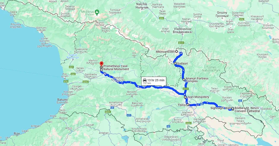 Itinerary map